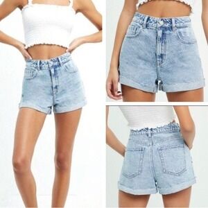PacSun Mom Shorts Light Wash High Waisted Cuffed Denim Jean Shorts Size 25 00